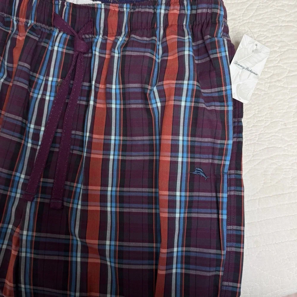 NWT Tommy Bahama Men's Drawstring Lounge Sleep Pants 100% Cotton PLAID Design